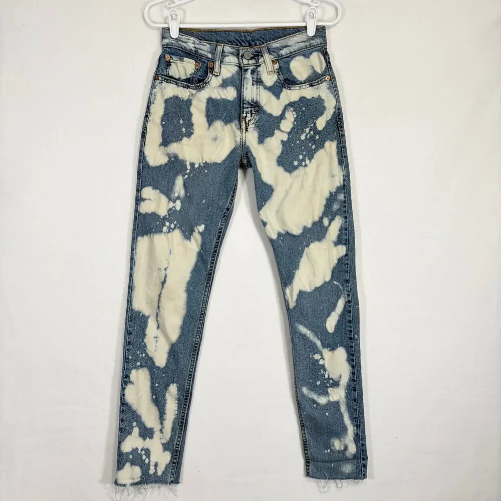 Levi’s 510 Skinny Jeans 28x32 Bleach Splatter Distressed Denim Mens Streetwear